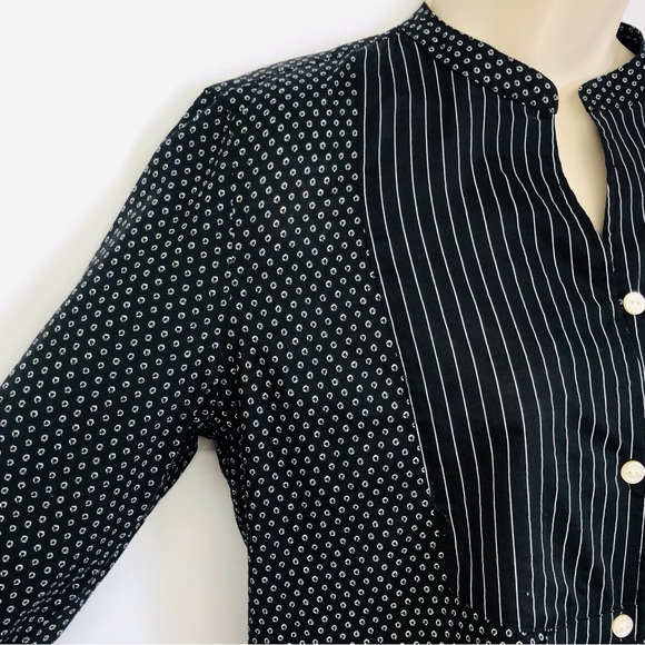 Lauren Jeans Co Black White Tuxedo Blouse - Picture 5 of 16